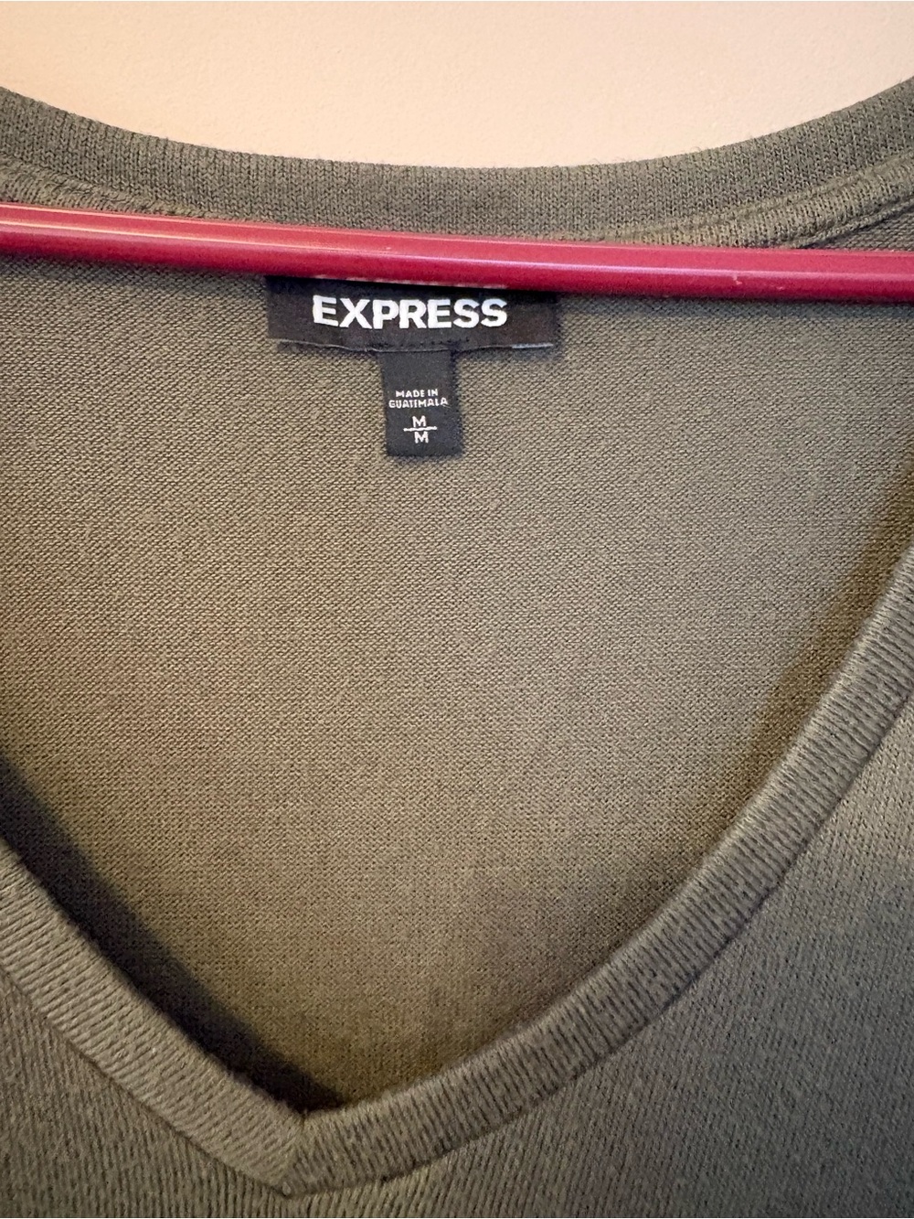 Express Olive V-Neck Short Sleeve Pullover - Picture 4 of 6